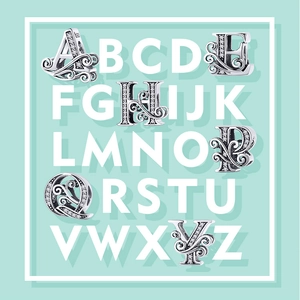 Detailed macro view of S925 sterling silver alphabet charms with zircon stone inlays