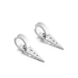 Boucles d'oreilles créoles en acier inoxydable argenté avec pendentifs triangles