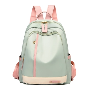 Mochila de tela Oxford impermeable para mujer en verde claro y rosa gran capacidad