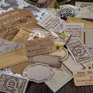 Vintage gold foil sticker set with 30 pieces for scrapbooking and DIY craft decoration