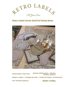 Detailed view of vintage gold foil paper stickers for scrapbooking and DIY journals