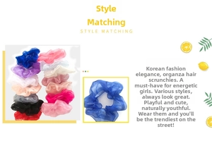 Macro detail of multi-colored organza scrunchies showing sheer fabric and soft texture