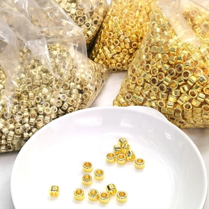 14k gold plated cylindrical large hole beads for DIY handmade jewelry crafting