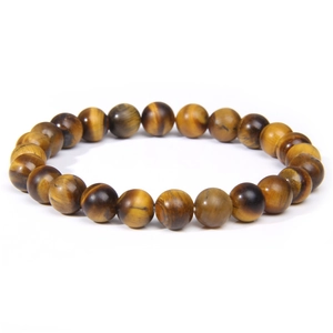 Pulsera de cuentas de ojo de tigre natural con brillo sedoso en color marrón y amarillo