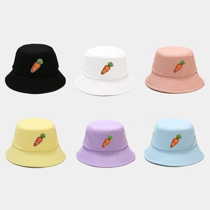 Cappello Alla Pescatora In Cotone Con Ricamo Carota Protezione Solare Tesa Larga Stile Coreano Casual Per Donne Uomini