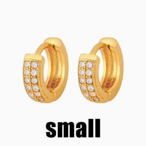 Minimalist double-row zircon hoop earrings in gold plating for a stylish look