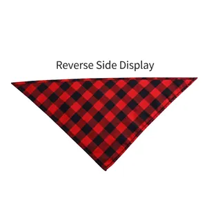Classic red and black buffalo plaid cotton dog bandana in a triangle shape for pets