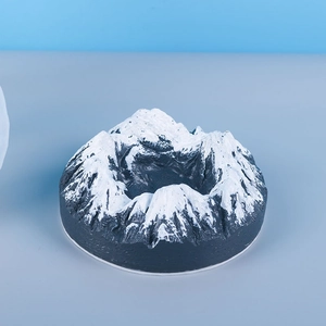 Detailed macro view of a snow mountain resin mold base with realistic rock texture
