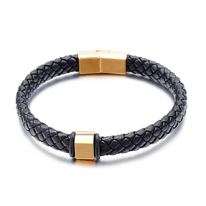 Bracelet En Cuir Tressé Pour Homme Avec Fermoir Magnétique En Acier Inoxydable 316L Style Punk Minimaliste