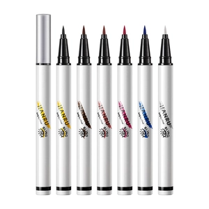 Set of 7 waterproof colorful liquid eyeliners with slim tips and glitter finish