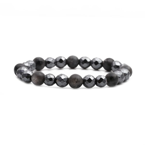 Bracelet de perles en hématite facettée gris foncé et pierre mate de 8mm créative