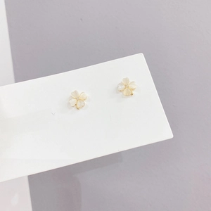 Three-pair S925 silver needle clover earrings set with gold plating and rhinestones