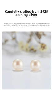 Detail of natural freshwater pearls on S925 sterling silver studs with elegant texture