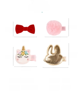 Size chart showing dimensions of PU leather and velvet hair clips for kids hair accessories