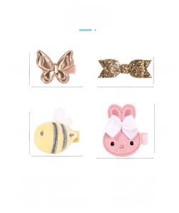 Detailed size specifications for glitter butterfly and rabbit hair clips set for girls