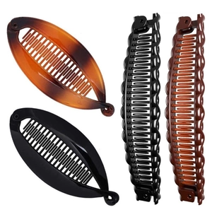 Banana Hair Clips For Women Plastic Resin Fish Clips Hair Combs Tortoiseshell Leopard Print Styling Tool Accessories