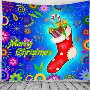 Detail of Christmas stocking wall hanging with festive mandala patterns and snowflakes