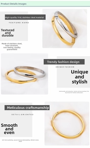 Detailed macro of 316L stainless steel gold and silver bangles with mirror finish