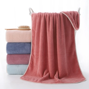Thick Coral Fleece Bath Towel High Absorbent Quick Dry Waffle Grid Chevron Pattern Soft Wrap For Adult Shower