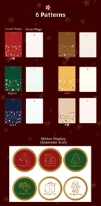 Set of 6 Christmas cards with various festive illustrations and matching 3cm stickers