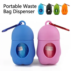 Portable Pet Poop Bag Dispenser Paw Print Waste Bag Holder With Metal Carabiner Clip For Outdoor Walking Dog Supplies