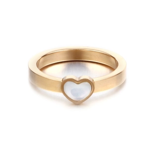 Heart Ring Stainless Steel White Mother Of Artificial Pearl Shell Inlay Minimalist Fashion Jewelry For Women Elegant Jewelry Gift