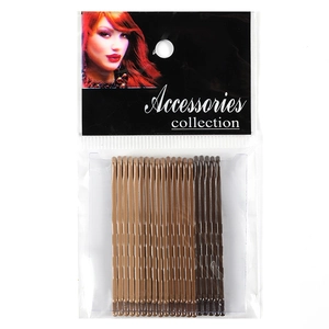 Close-up of glitter hair clips set in brown and dark brown colors in retail packaging