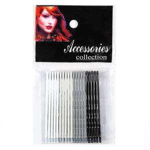 Three glitter wavy hairpins in white, silver, and black inside clear plastic packaging