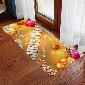 Christmas Floor Mat Flannel Non-Slip Absorbent Entrance Doormat Kitchen Rug Festive Holiday Indoor Home Decoration
