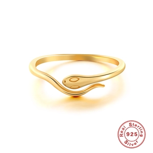 925 Sterling Silver Snake Adjustable Open Ring For Women Minimalist Creative Animal Shape Gold Silver Finger Jewelry Gift