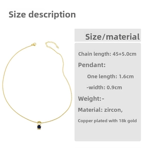 Dettaglio della collana placcata oro 18K con catena da 45cm e ciondolo zircone