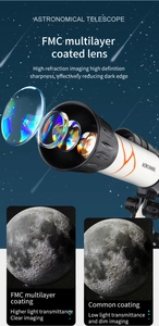 Detail of FMC multi-coated lens for astronomical telescope showing high clarity and refraction