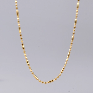 Polished gold plated stainless steel bead and cylinder chain choker necklace for women