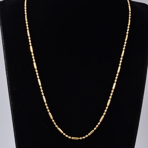 Minimalist gold plated stainless steel bead and cylinder link choker necklace for women