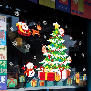 Stickers de Noël sapin et Père Noël pour décoration festive de vitrine de magasin