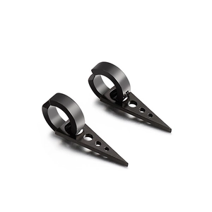 Boucles d'oreilles créoles noires en acier inoxydable pour hommes avec pendentifs triangles