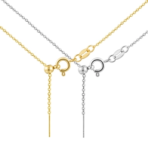 Adjustable stainless steel chain with sliding beads in gold and silver finishes