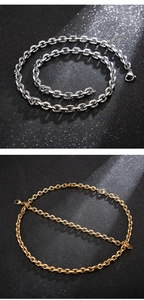 Detailed comparison of gold and silver stainless steel O-chain necklaces with lobster clasps