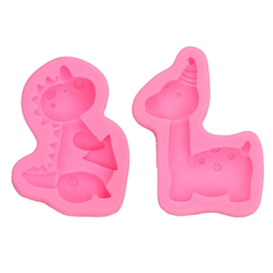 Pink dinosaur shaped silicone molds for fondant cake decoration and DIY chocolate baking