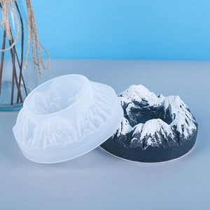 Macro shot of snow mountain silicone mold for DIY resin crafts and scented candles