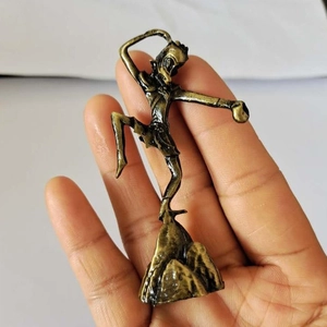 Miniature bronze Monkey King incense burner holder standing on rock figurine