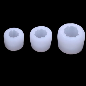 Three sizes of cylindrical 3D pumpkin silicone molds for DIY candle and soap making