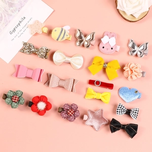 19-piece floral and bow hair clip set for girls with cute mixed fabric accessories