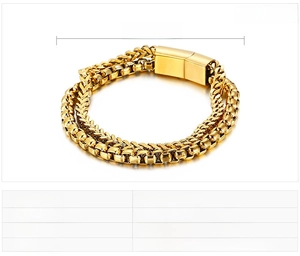 Detail view of double-layer stainless steel bracelet with weight 30g and size 200x9mm