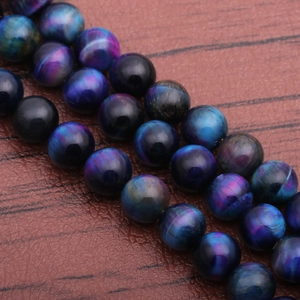 Polished starry night tiger eye stone beaded bracelet for men with unique galaxy effect