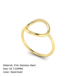 Minimalist 18K gold plated stainless steel ring with hollow geometric hollow design