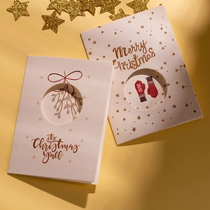 Set of cute cartoon Christmas cards with mistletoe and festive gloves illustrations