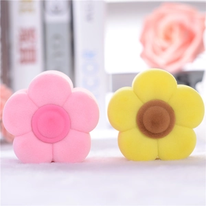 Flower shaped plush jewelry storage boxes in pink and yellow with soft velvet texture