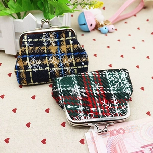 Detail of vintage Christmas coin purses featuring snowflake patterns and metal clasps