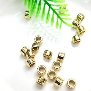 Copper Spacer Beads Large Hole Cylinder Tube DIY Jewelry Making Accessories Gold Plated Color Retention For Leather Cord